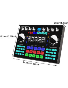 CALIDAKA Tarjeta de Sonido Mini Mezcladora Bluetooth 1800mAh 2