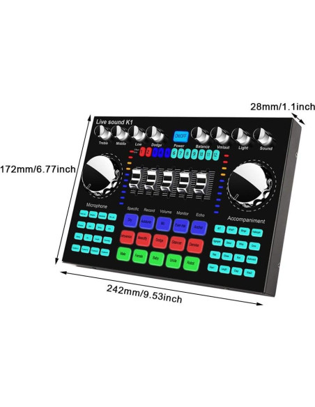 CALIDAKA Tarjeta de Sonido Mini Mezcladora Bluetooth 1800mAh