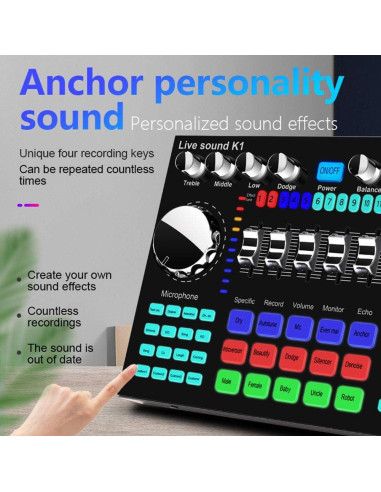 CALIDAKA Tarjeta de Sonido Mini Mezcladora Bluetooth 1800mAh