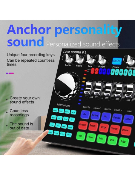 CALIDAKA Tarjeta de Sonido Mini Mezcladora Bluetooth 1800mAh