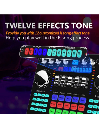 CALIDAKA Tarjeta de Sonido Mini Mezcladora Bluetooth 1800mAh