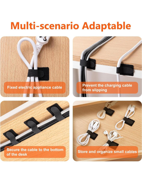 Bridas de Cable CrsaSwivo 50 Piezas Gancho y Bucle Adhesivas