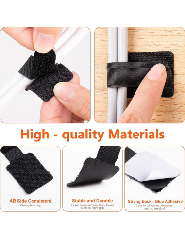 Bridas de Cable CrsaSwivo 50 Piezas Gancho y Bucle Adhesivas