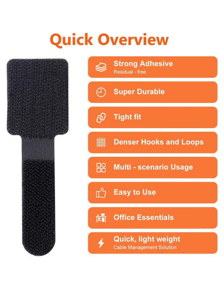 Bridas de Cable CrsaSwivo 50 Piezas Gancho y Bucle Adhesivas