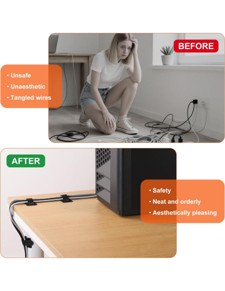 Bridas de Cable CrsaSwivo 50 Piezas Gancho y Bucle Adhesivas