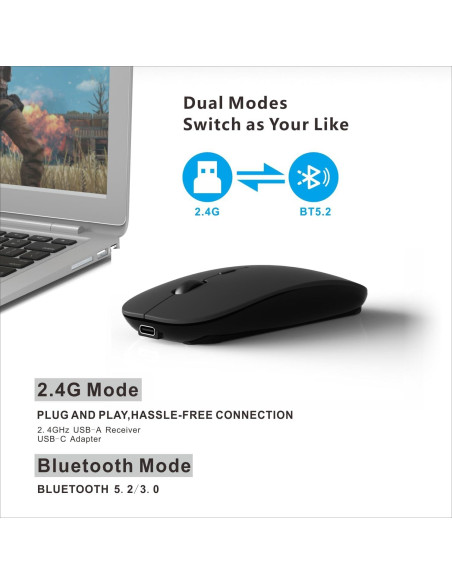 Ratón Inalámbrico Bluetooth Recargable HOTDREAM M03 Negro