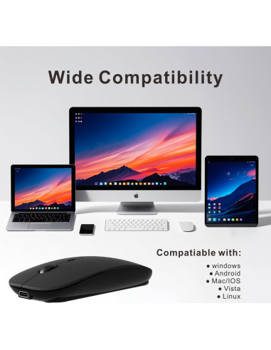 Ratón Inalámbrico Bluetooth Recargable HOTDREAM M03 Negro