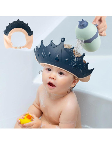 Gorro de Ducha para Bebés FUNUPUP con Taza de Enjuague Rosa y Azul