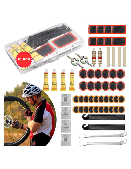 Kit de Reparación de Neumáticos de Bicicleta KHOSHEA 61 Piezas