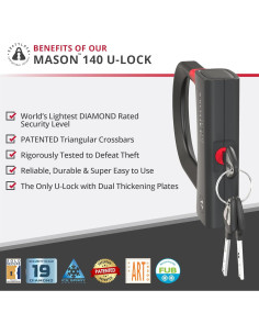 Cerradura U Seatylock UM140-ON Diamante Negro 14 cm Alta Seguridad 2