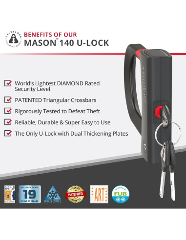 Cerradura U Seatylock UM140-ON Diamante Negro 14 cm Alta Seguridad