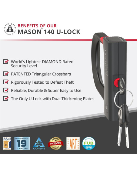 Cerradura U Seatylock UM140-ON Diamante Negro 14 cm Alta Seguridad