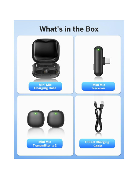 Micrófono Lavalier Inalámbrico WEWAHIVER V36 USB-C 40H Batería