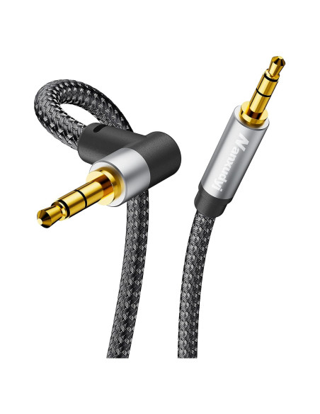 Cable AUX 1.8m Nanxudyj Estéreo 3.5mm Ángulo 90 Trenzado