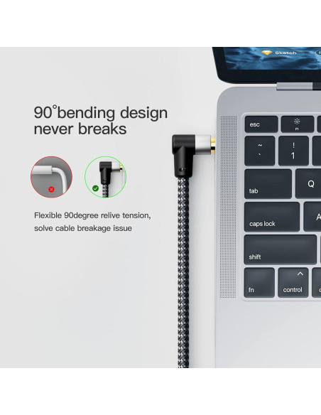 Cable AUX 1.8m Nanxudyj Estéreo 3.5mm Ángulo 90 Trenzado