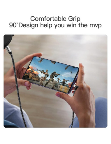 Cable AUX 1.8m Nanxudyj Estéreo 3.5mm Ángulo 90 Trenzado