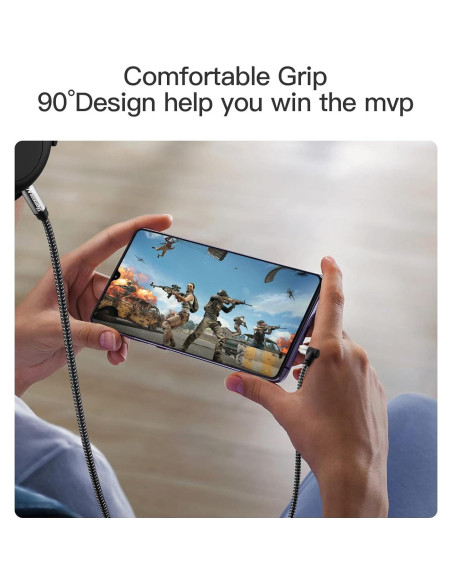 Cable AUX 1.8m Nanxudyj Estéreo 3.5mm Ángulo 90 Trenzado