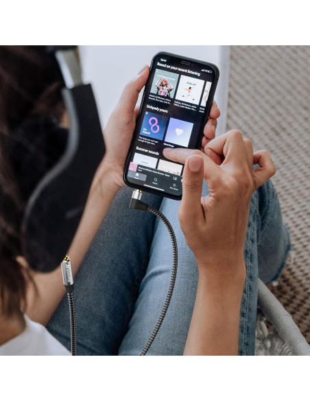 Cable AUX 1.8m Nanxudyj Estéreo 3.5mm Ángulo 90 Trenzado