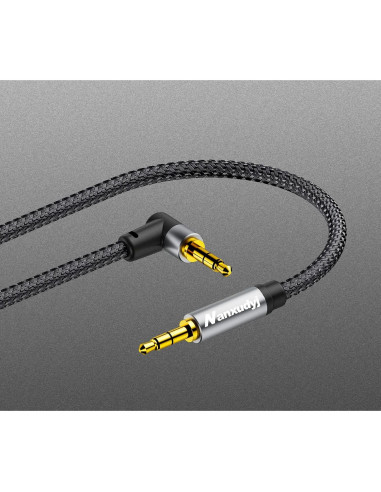 Cable AUX 1.8m Nanxudyj Estéreo 3.5mm Ángulo 90 Trenzado