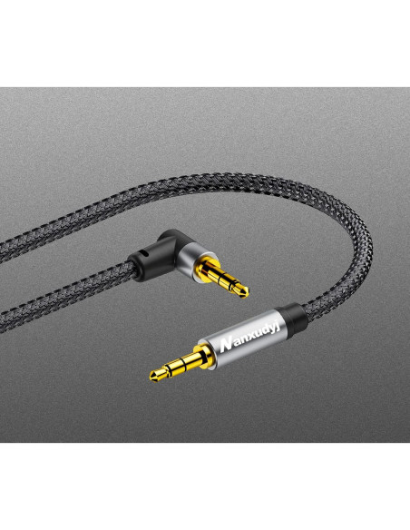Cable AUX 1.8m Nanxudyj Estéreo 3.5mm Ángulo 90 Trenzado