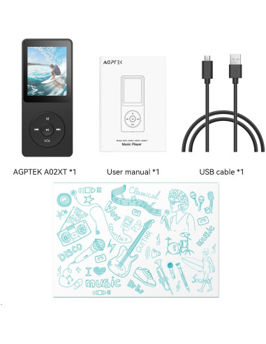 Reproductor MP3 AGPTEK A02 Bluetooth 5.3 32GB Pantalla 1.8"