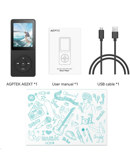Reproductor MP3 AGPTEK A02 Bluetooth 5.3 32GB Pantalla 1.8"