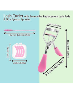 Rizador de Pestañas Benepoint Rosa con 4 Almohadillas y 5 Varitas 2