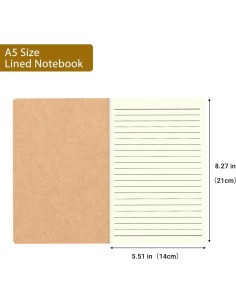 Paquete de 12 Cuadernos A5 ZMYBCPACK Kraft Marrón 60 Páginas 2