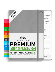 Planificador A5 Sin Fecha Tienda de Productividad Gris 2025