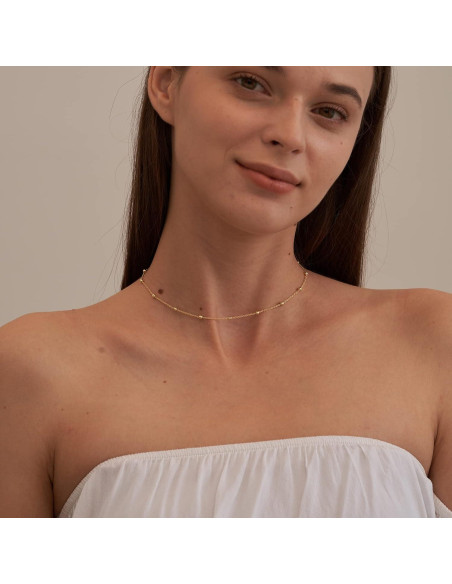 Collar Choker de Oro Tewiky con Perlas 14k - 39.37 cm