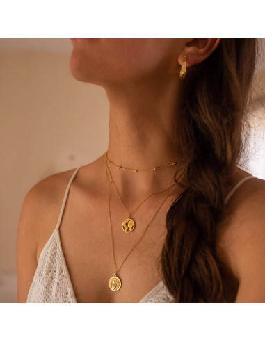 Collar Choker de Oro Tewiky con Perlas 14k - 39.37 cm