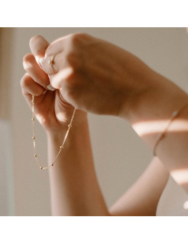 Collar Choker de Oro Tewiky con Perlas 14k - 39.37 cm