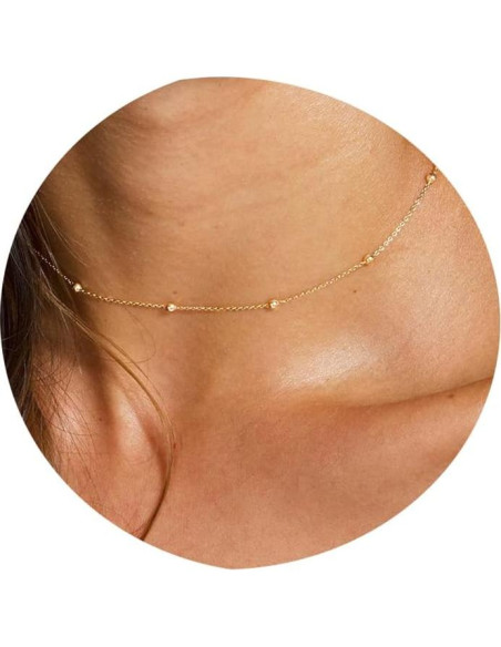 Collar Choker de Oro Tewiky con Perlas 14k - 39.37 cm