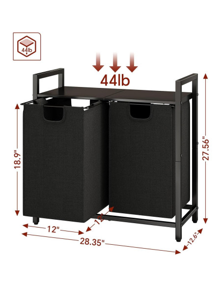 Cesto de Ropa Organizador Kitstorack 89L con Estante y 2 Bolsas