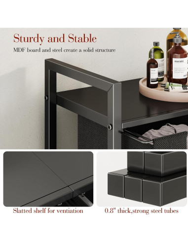 Cesto de Ropa Organizador Kitstorack 89L con Estante y 2 Bolsas