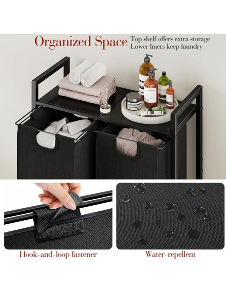 Cesto de Ropa Organizador Kitstorack 89L con Estante y 2 Bolsas
