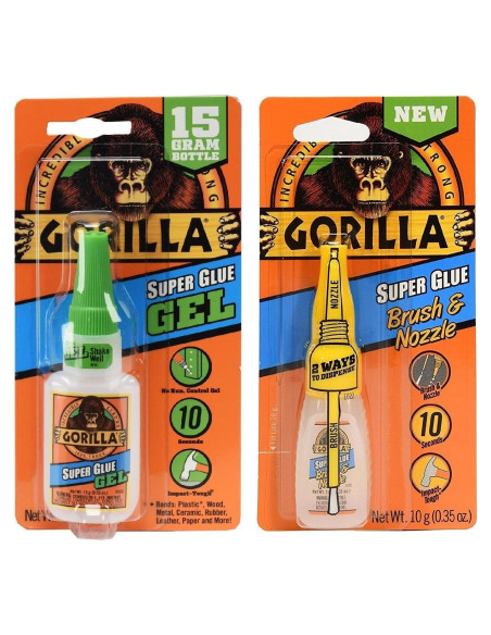 Gorilla Super Glue Gel 15g y Brush & Nozzle 10g - Combo