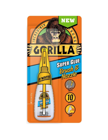 Gorilla Super Glue Gel 15g y Brush & Nozzle 10g - Combo