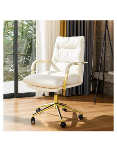 Silla de Oficina Dipperchair Blanca con Reposabrazos y Ruedas