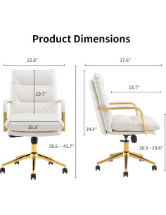 Silla de Oficina Dipperchair Blanca con Reposabrazos y Ruedas 2