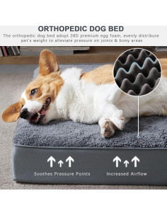 Cama Ortopédica para Perros MIHIKK 58.4x43.2cm Gris Impermeable 2