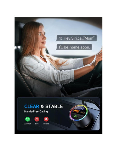 Transmisor FM Bluetooth 5.4 Bommiax 77W Carga Rápida 65W