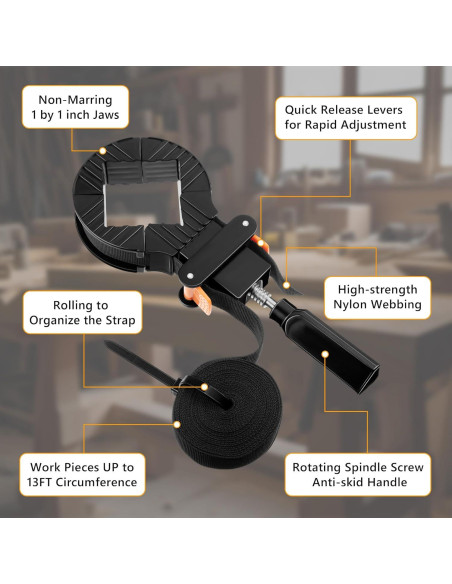 Abrazaderas de Banda Feekoon 2 Paquetes 4m para Carpintería