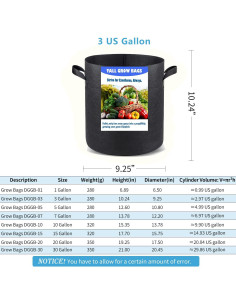 Bolsas de Cultivo Altas Growpropel 3 Galones 8 Paquete Tela Resistente 2