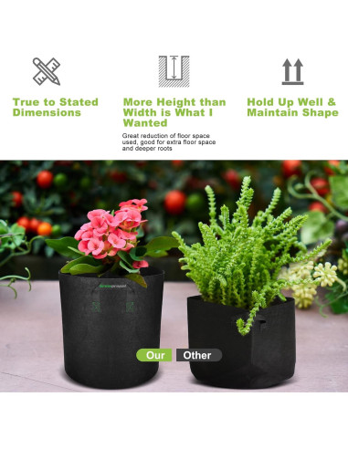 Bolsas de Cultivo Altas Growpropel 3 Galones 8 Paquete Tela Resistente