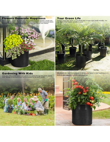 Bolsas de Cultivo Altas Growpropel 3 Galones 8 Paquete Tela Resistente