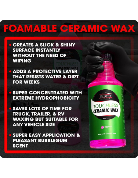 Cera Espumosa Cerámica Sin Contacto Swift 946 ml - Brillo Hidrofóbico