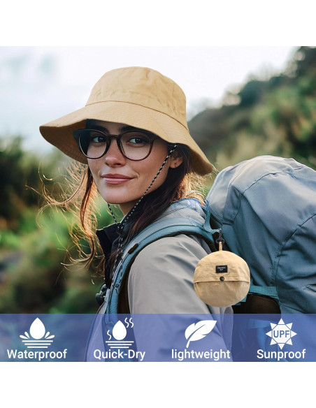 Sombrero de Cubo Impermeable y Secado Rápido Beige - Unisex