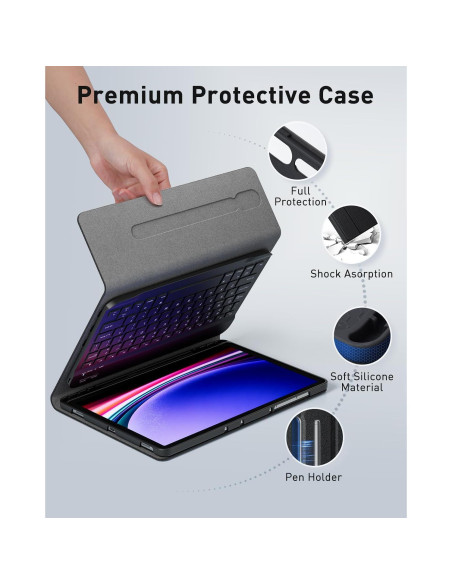 Funda teclado Samsung Galaxy Tab A9 Plus 11" 2023 - Negro