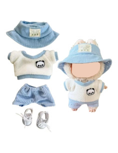 Conjunto de Ropa para Muñeca Labubu 4 Piezas Azul 15-17 cm